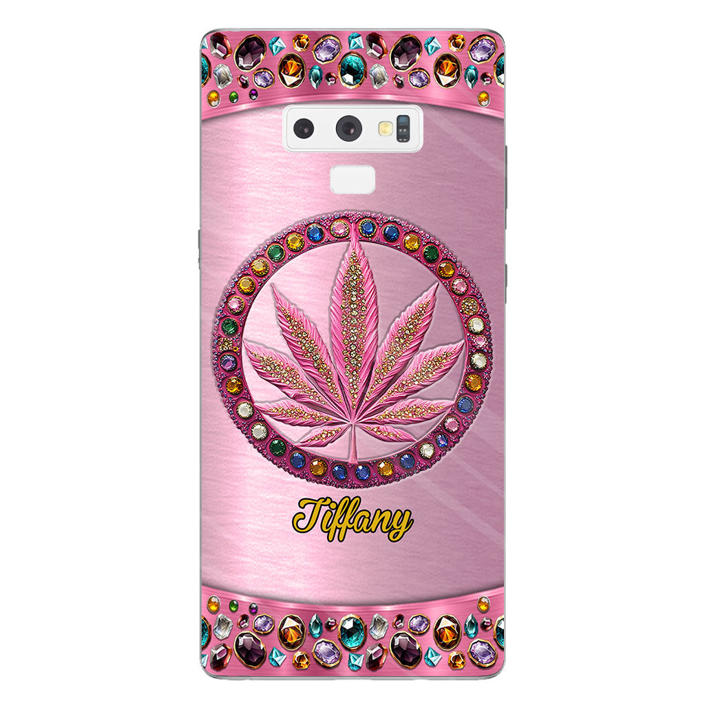 Stoner Chick – Personalisierte, durchsichtige Handyhülle mit Weed-Motiv