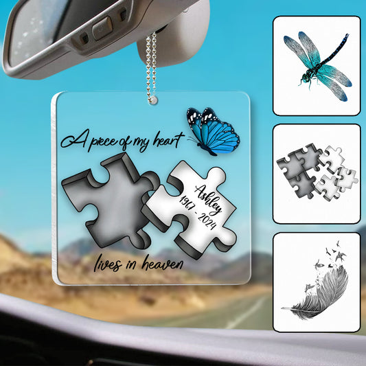 Memorial Butterfly Dragonfly Heaven Feather - Personalized Memorial Transparent Car Ornament