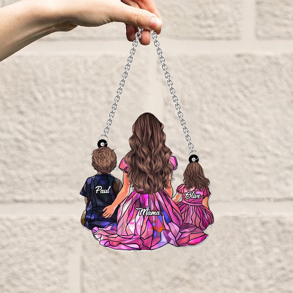Cadeau familial - Attrape-soleil décoratif à suspendre à la fenêtre, personnalisé pour toute la famille 