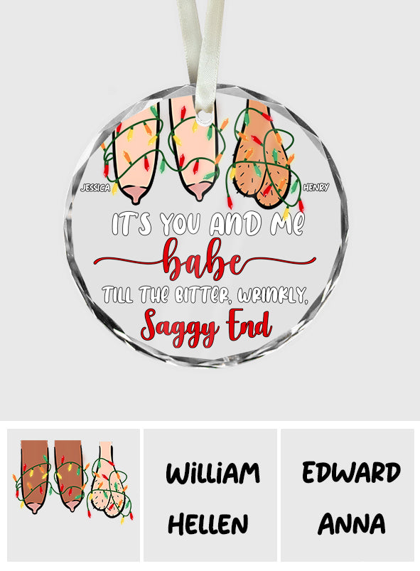 It's You And Me - Personalized Couple Round Shaped Glass Ornament