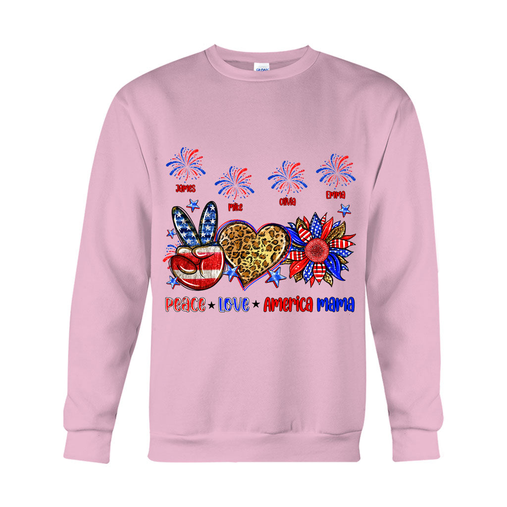 Peace Love American Nana Mama Any Title - Personalized Mother T-shirt And Hoodie