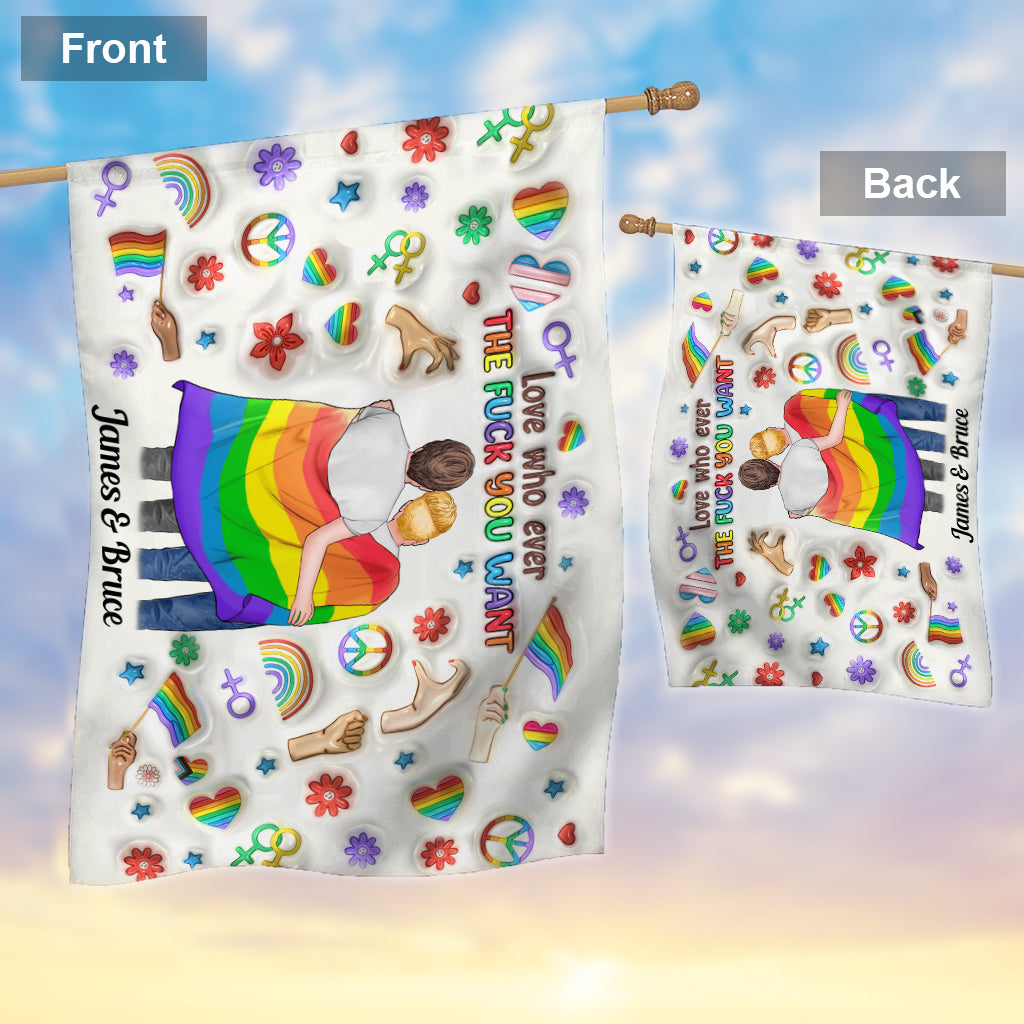 Aimez qui vous voulez - Drapeau de maison personnalisé pour le soutien LGBT