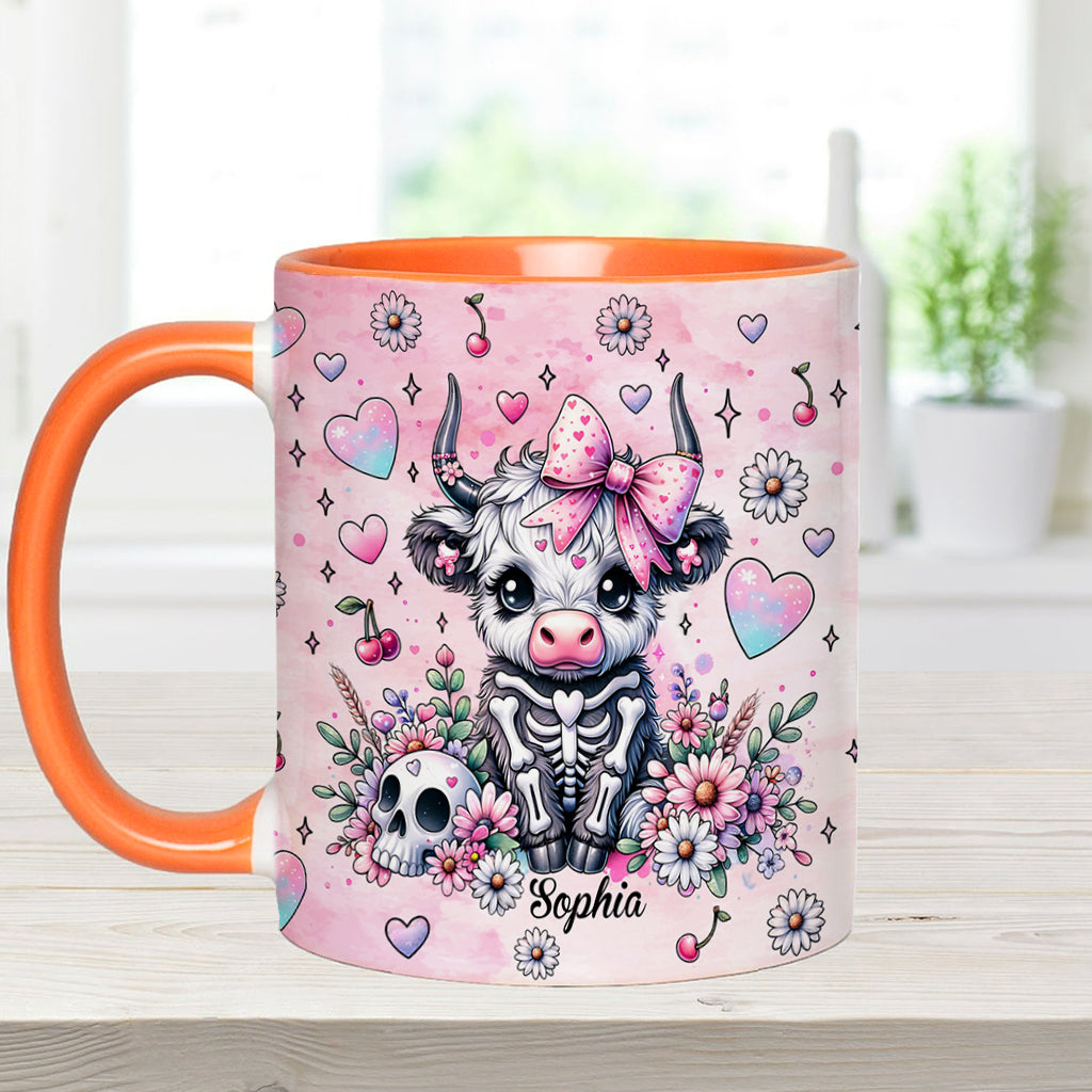 Cute Spooky Halloween Highland Cow - Personalized Accent Mug