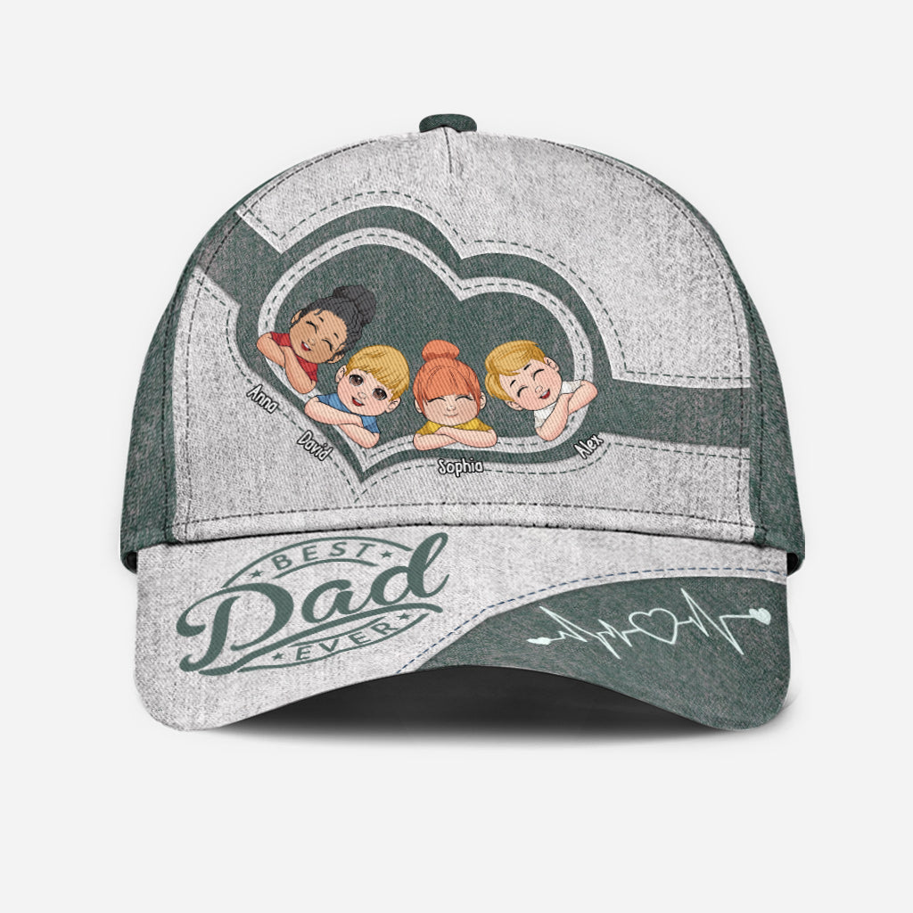 Dad's Heart Best Dad Ever - Personalized Father Classic Cap