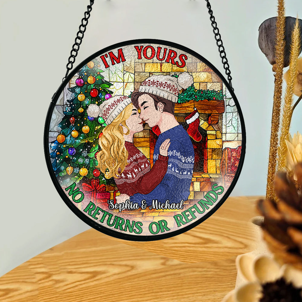No Returns Or Refunds - Personalized Couple Stained Glass Suncatcher