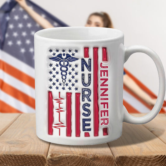 Nurse Patriotic 4th July - Personalized Nurse Mug