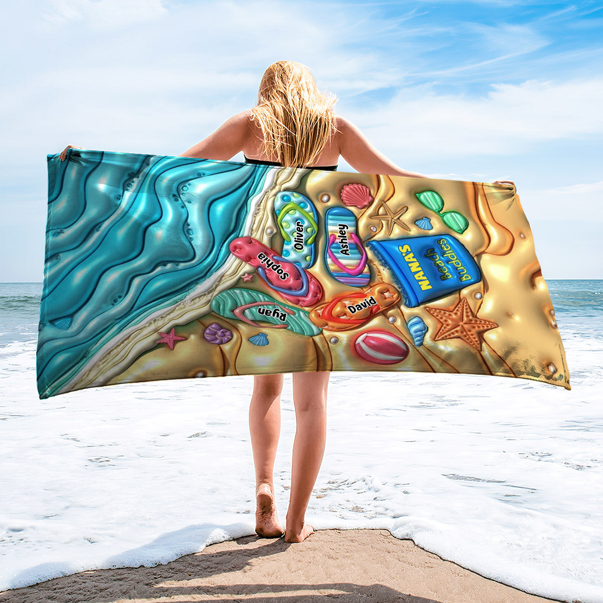 Nana's Beach Buddies - Personalized Grandma Beach Towel