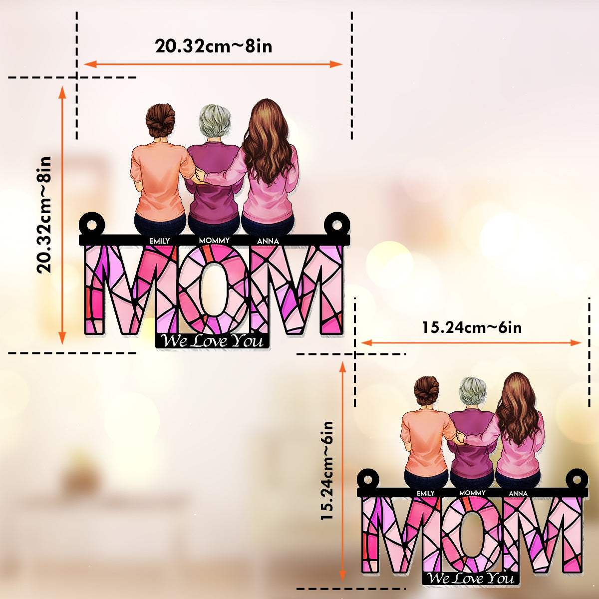 Mom We Love You - Personalized Mother Window Hanging Suncatcher Ornament