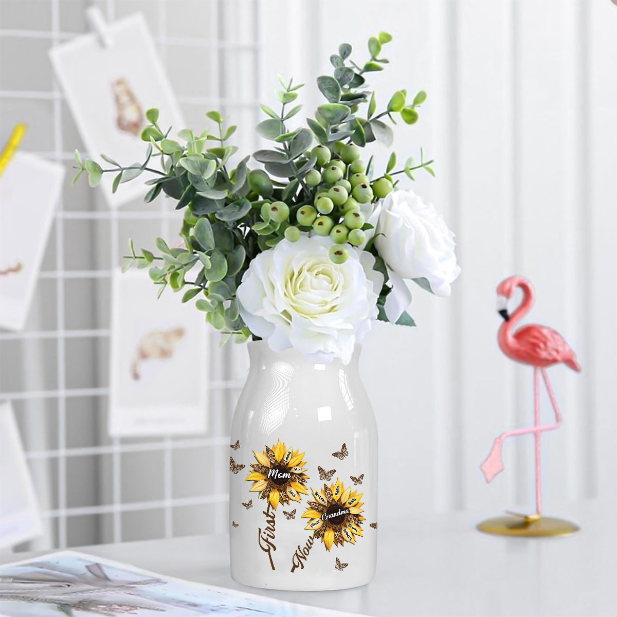 First Mom Now Grandma - Personalized Grandma Ceramic Flower Vase