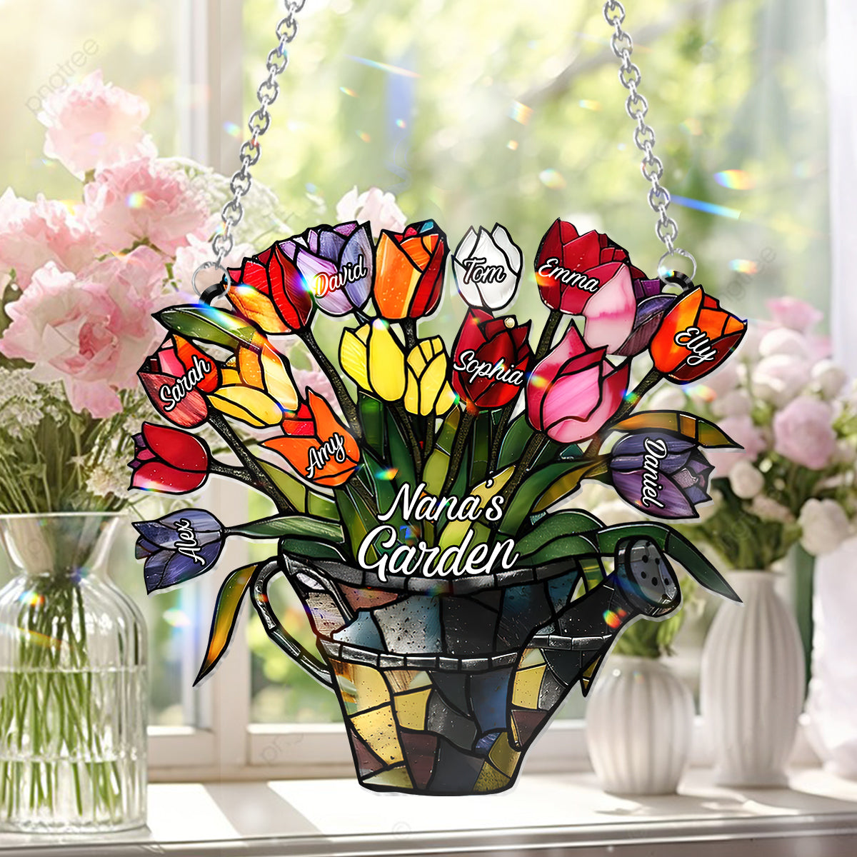 Grandma's Garden - Personalized Grandma Window Hanging Suncatcher Ornament