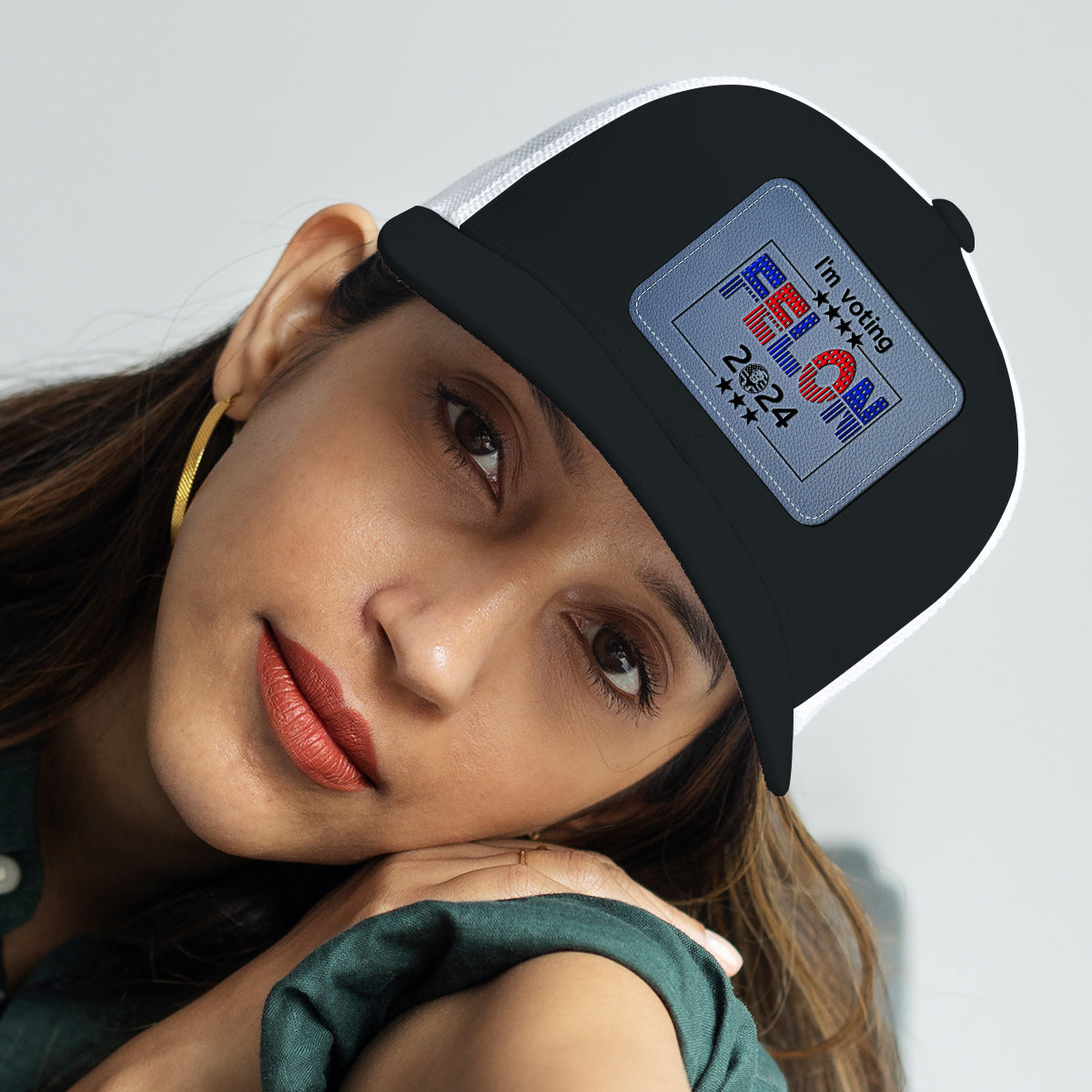 Je vote criminel - Chapeau à écusson en cuir personnalisé
