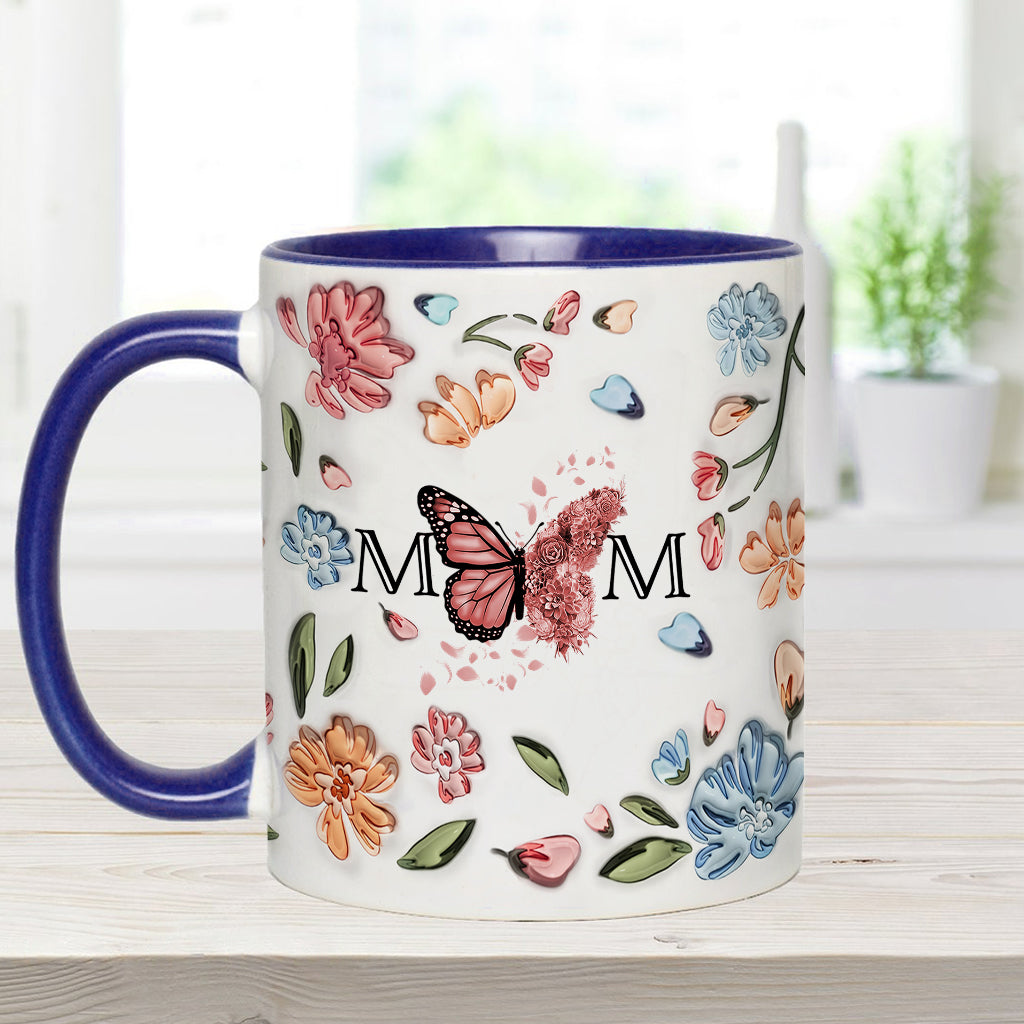 Mother Buttefly Pastel Floral Inflated - Personalized Mother Accent Mug