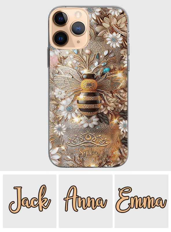 Queen Bee – Personalisierte transparente Handyhülle mit Bienenmotiv
