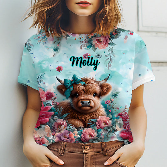 Niedliches Kuhbaby - Personalisiertes Allover-Shirt