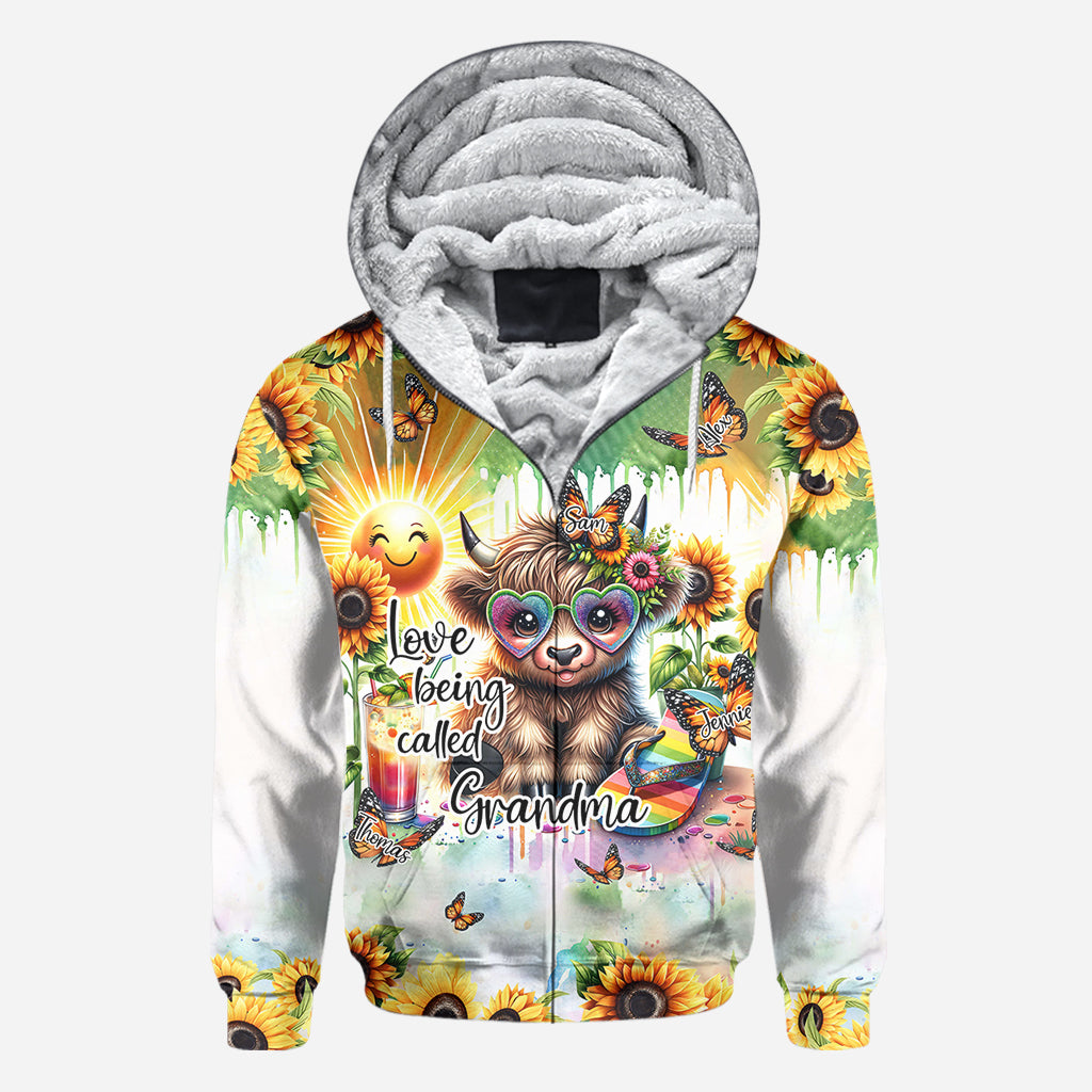 Love Being Called Grandma Highland Cow Summer Vibes - Personalized All Over Shirt