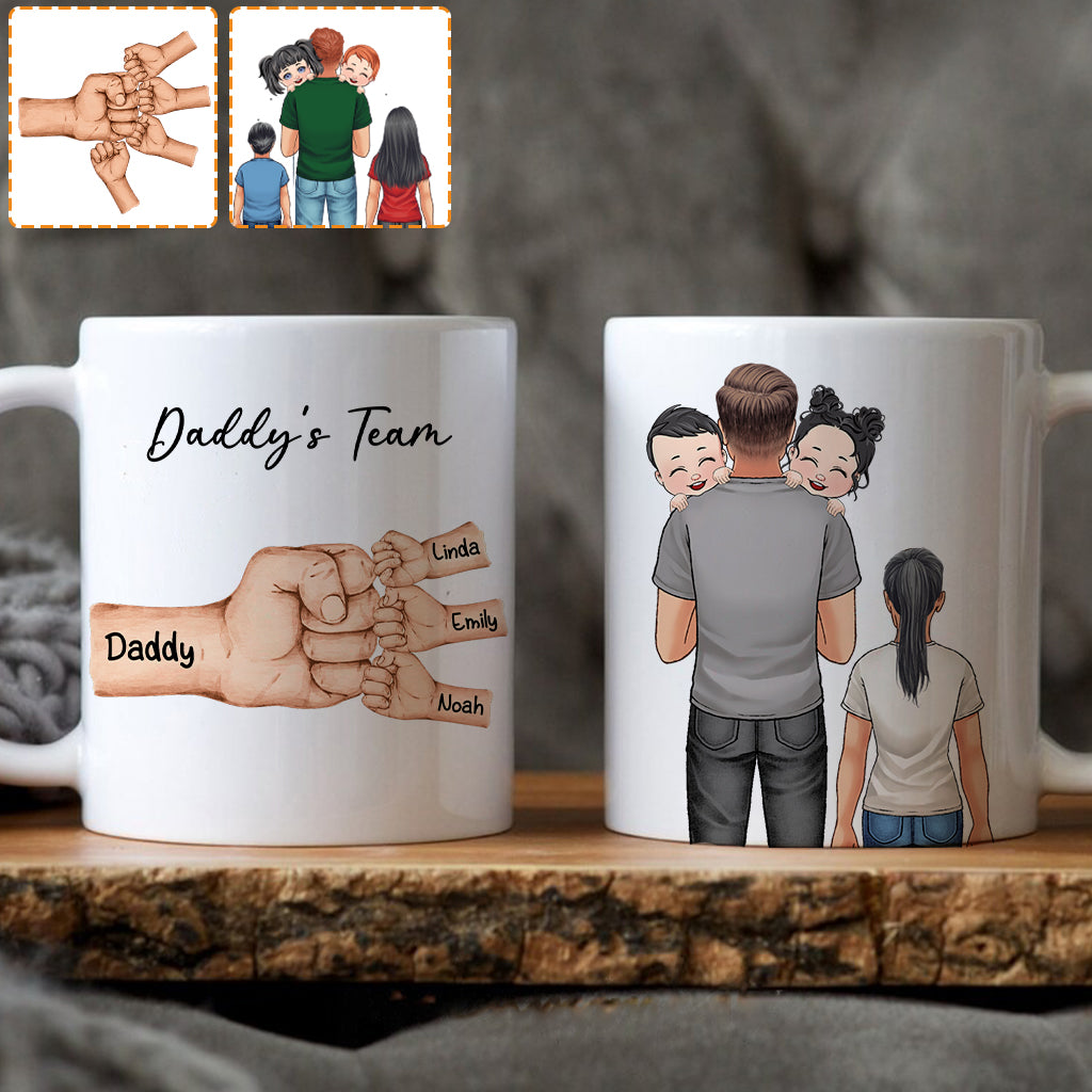 Daddy's Team Fist Bump To Us You Are The World - Personalized Father Mug