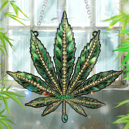 Wunderschöner Cannabis - Personalisierter Cannabis-Fensterhänger-Sonnenfänger 
