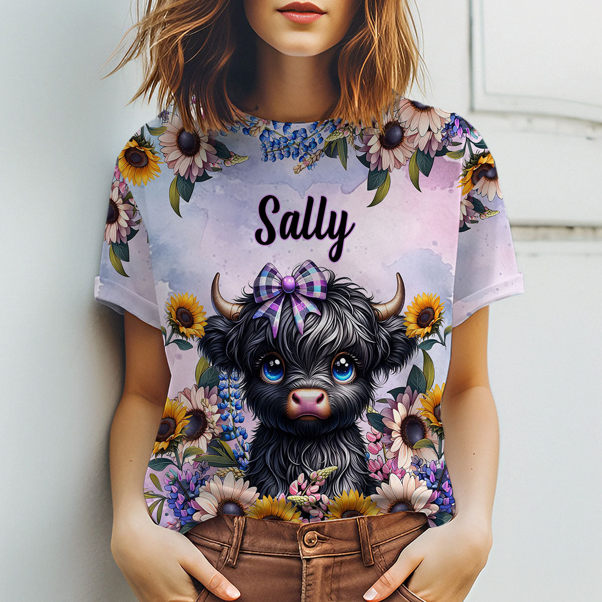Niedliches kleines Kuh-Shirt mit Allover-Personalisierung
