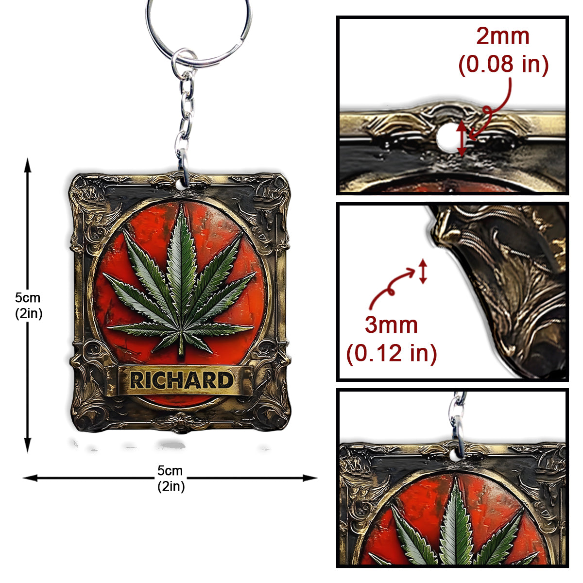 Magnifique porte-clés cannabis personnalisé