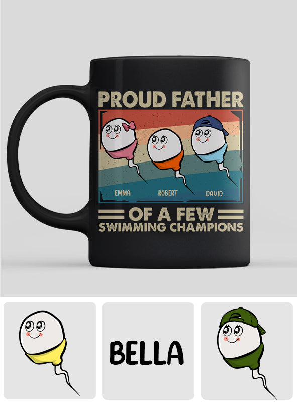 Proud Father Mother Of A Few Swimming Champions - Personalized Father Mug