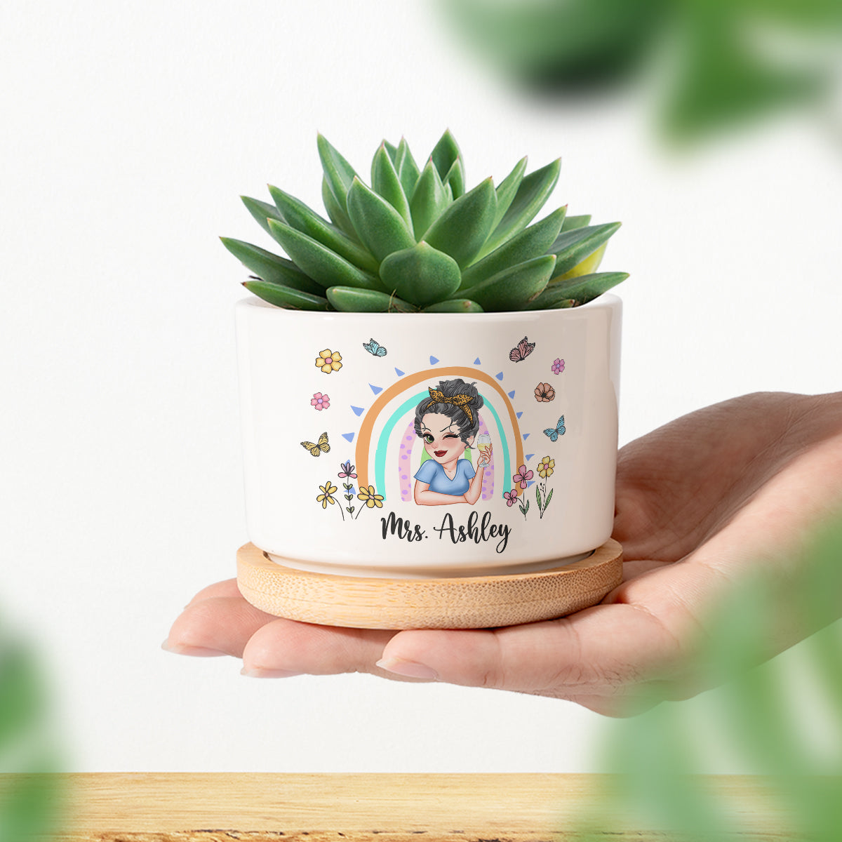 Danke, dass Sie mir beim Wachsen geholfen haben – personalisierter Keramik-Blumentopf für Lehrer
