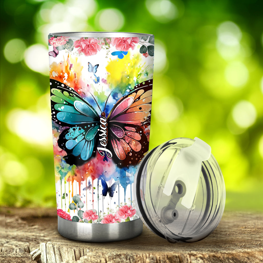 Gobelet papillon personnalisé, version aquarelle colorée