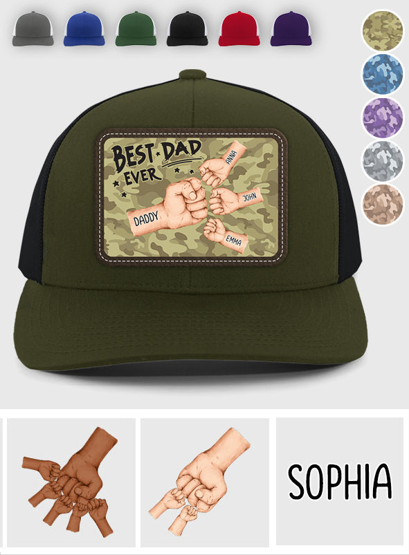 Best Dad Ever - Personalized Father Leather Patch Hat