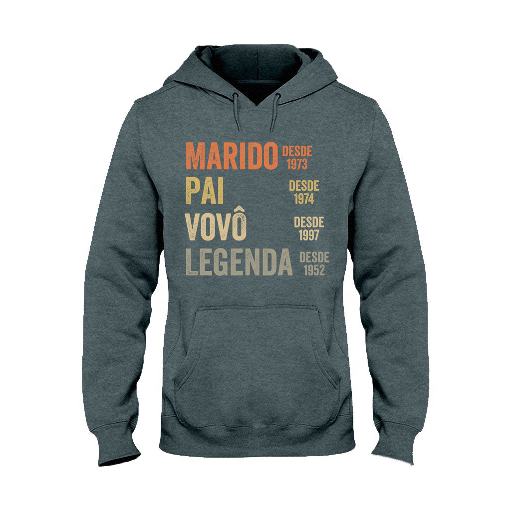 Marido Pai Vovô Legenda Desde – Personalisiertes Opa-T-Shirt und Kapuzenpullover