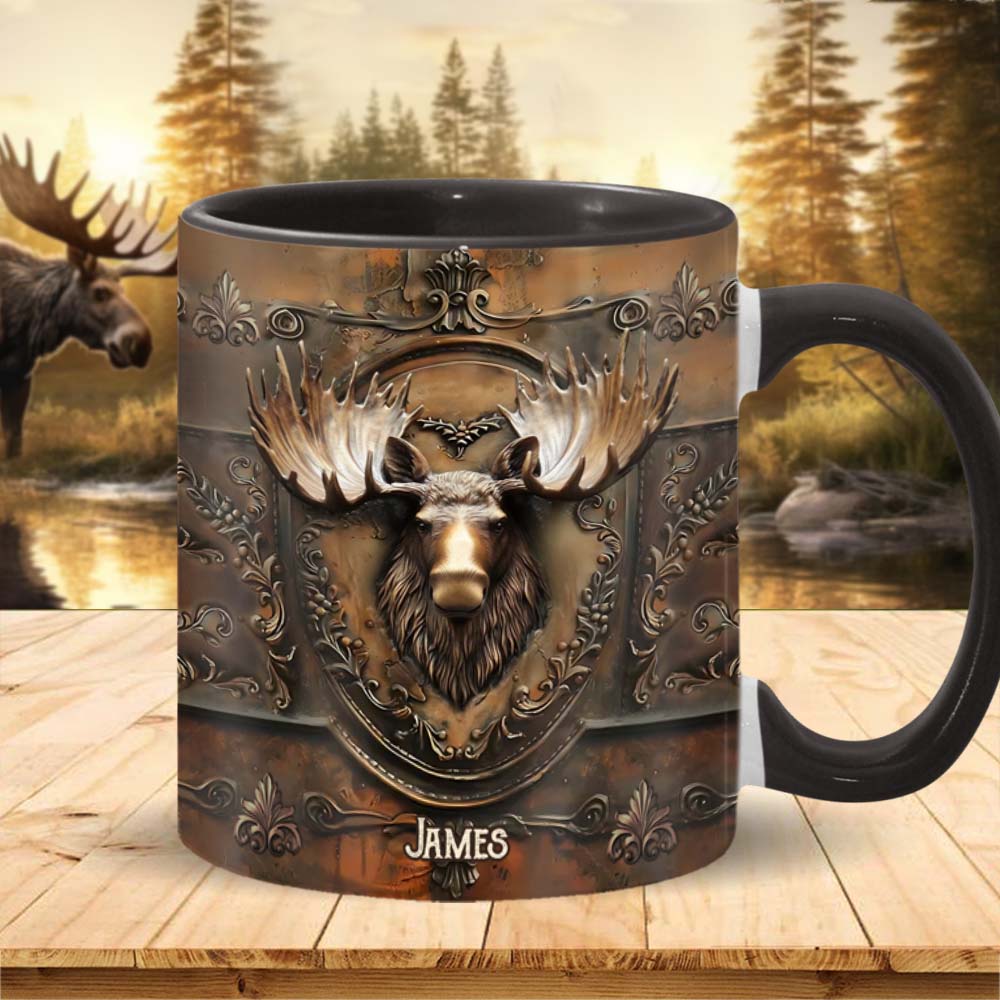 Wunderschöner Elch, Wildtruthahn, Fuchs, Ente – personalisierter Becher mit Jagdmotiv