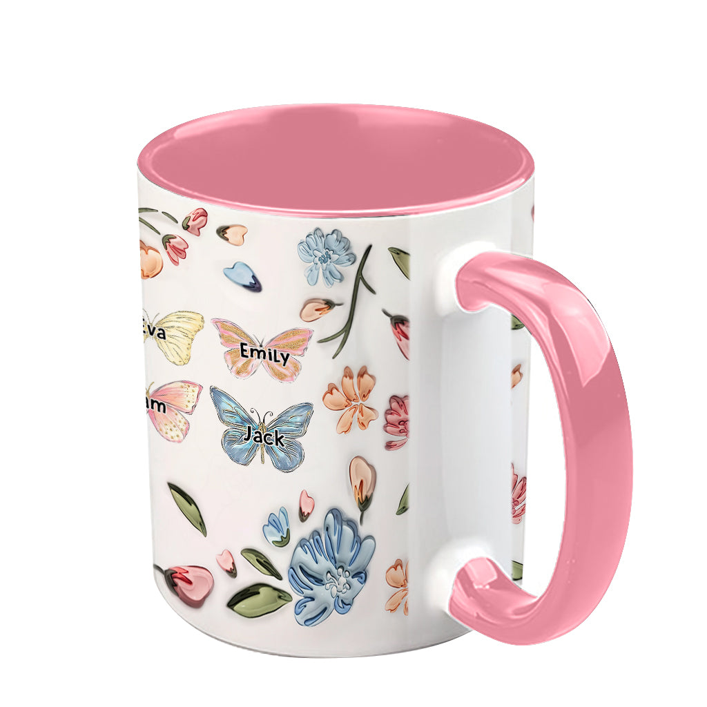 Mother Buttefly Pastel Floral Inflated - Personalized Mother Accent Mug