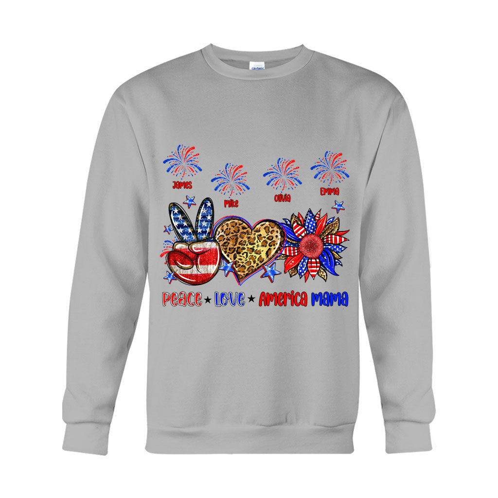 Peace Love American Nana Mama Any Title - Personalized Mother T-shirt And Hoodie