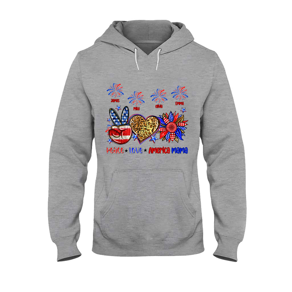Peace Love American Nana Mama Any Title - Personalized Mother T-shirt And Hoodie