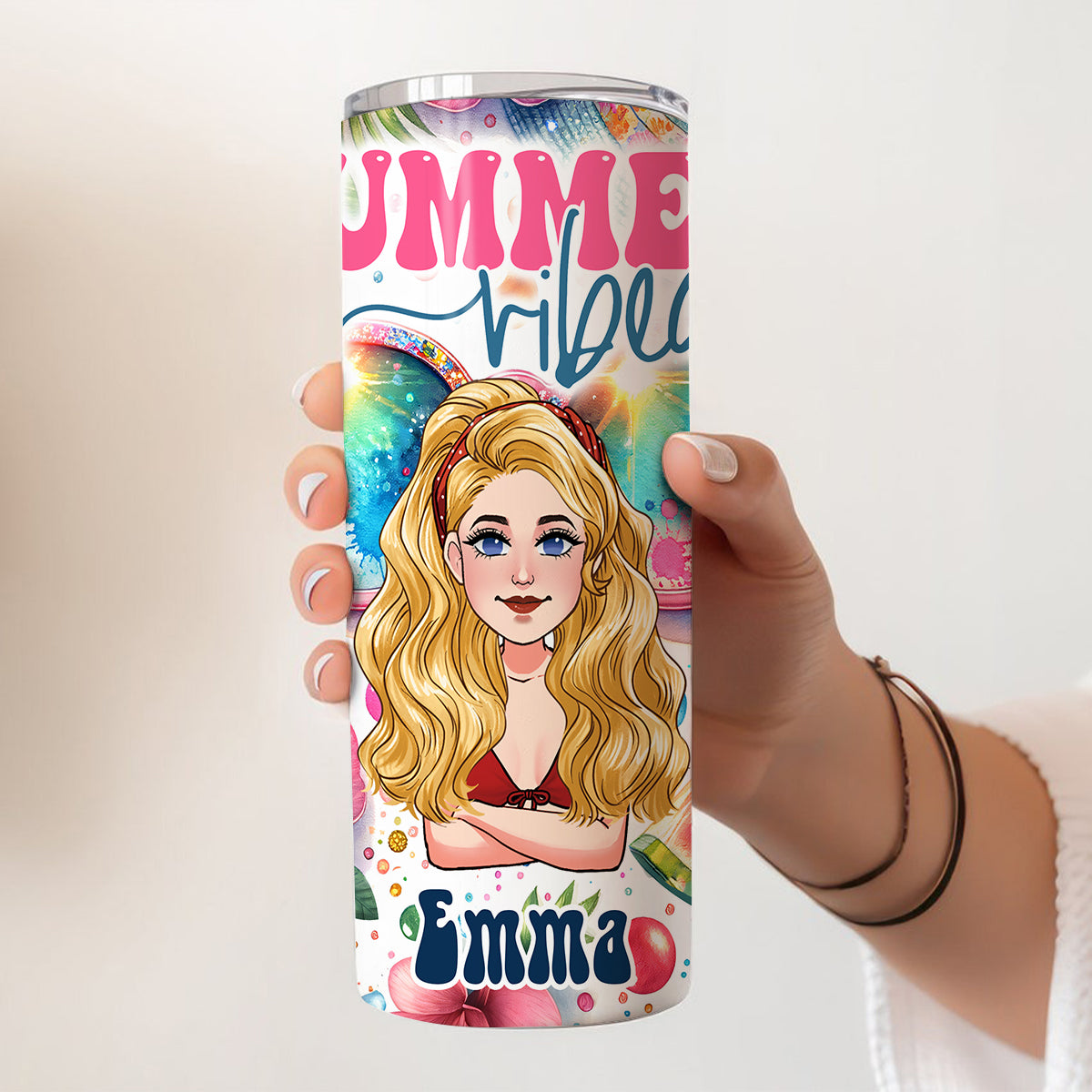 Summer Vibes - Personalized Sea Lover Skinny Tumbler