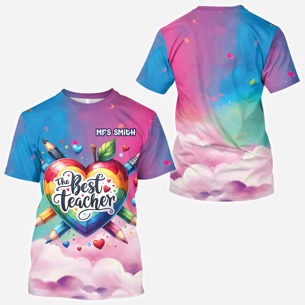 Das beste Lehrer-Shirt mit buntem Herz – personalisiertes Lehrer-Shirt