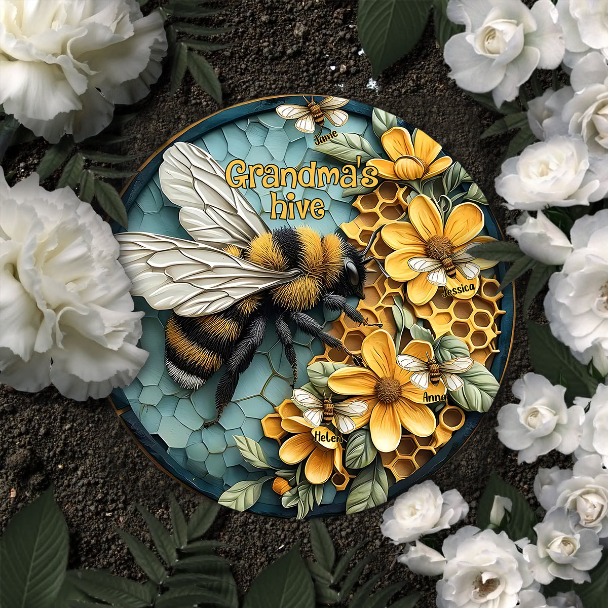 Grandma's Hive Any Title - Personalized Grandma Round Shaped Stone