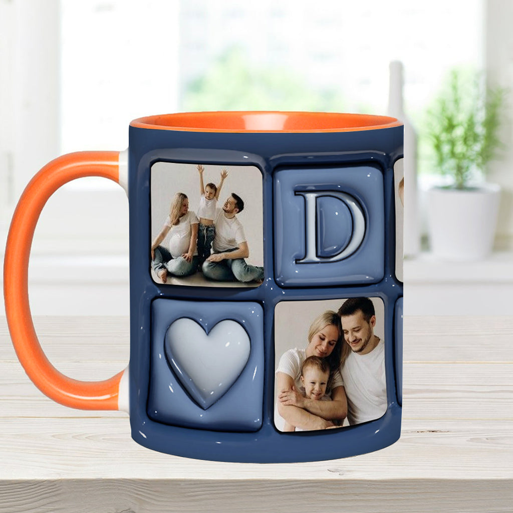 Upload Photo Father And Children - Personalized Father Accent Mug
