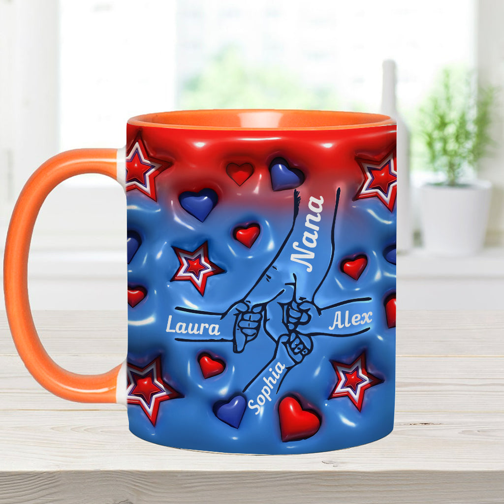 Nana & Grandkids Holding Hands - Personalized Grandma Accent Mug