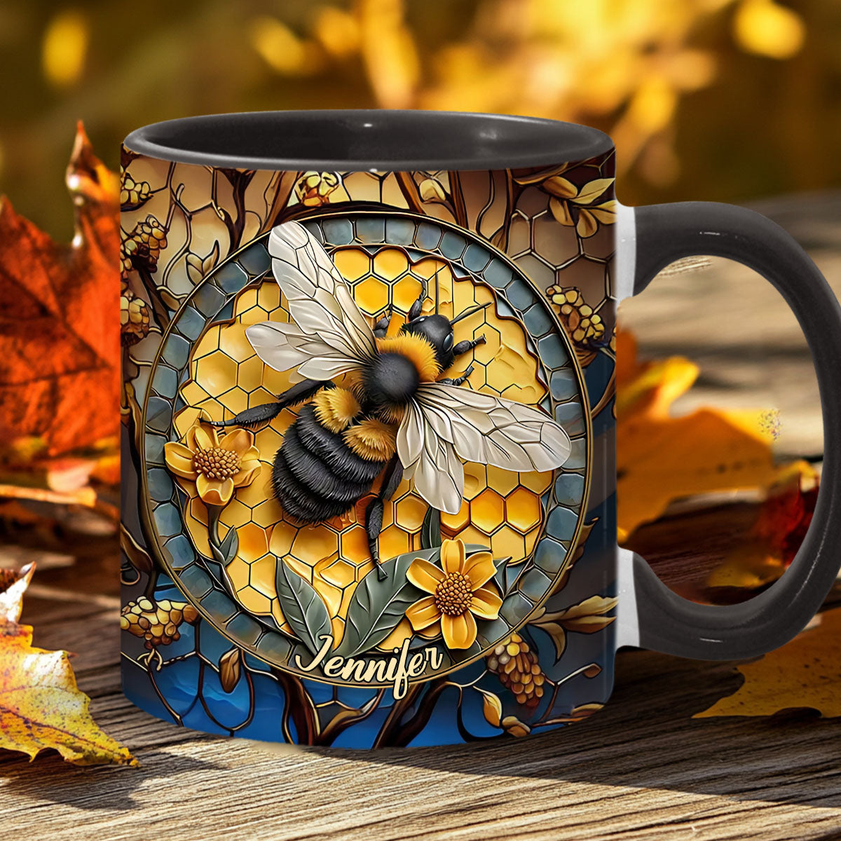Mug personnalisé motif abeille - Nid d'abeille
