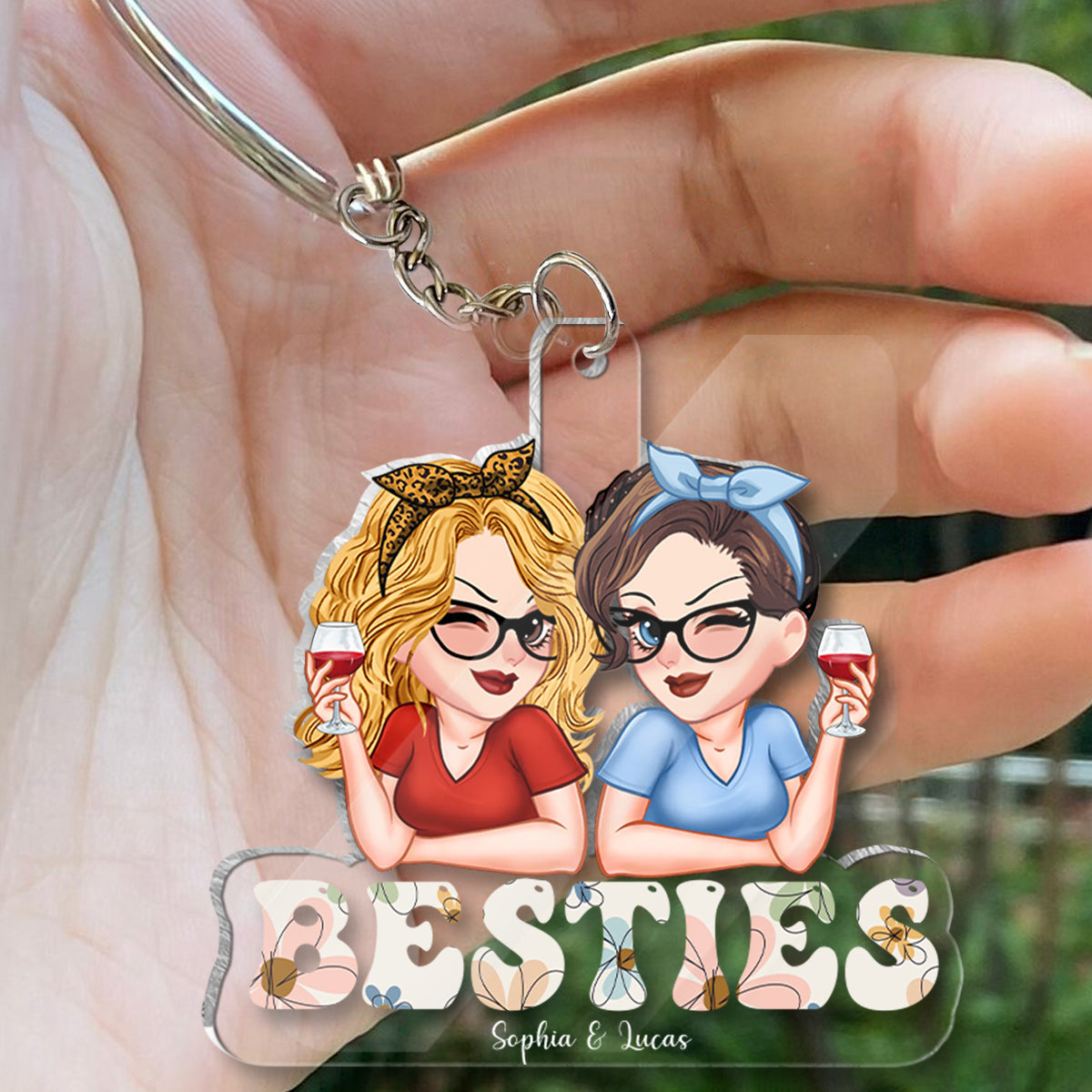 Besties Forever - Personalized Bestie Custom Shaped Keychain