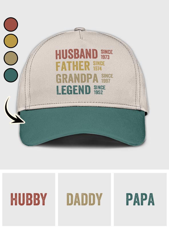 Husband Father Grandpa Legend - Personalized Grandpa Classic Cap
