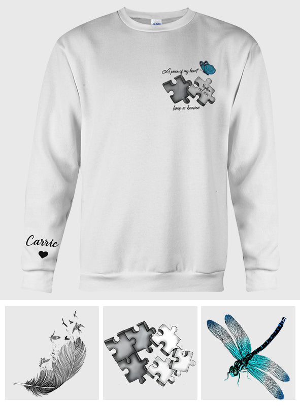 Memorial Butterfly Dragonfly Heaven Feather - Personalized Memorial Embroidered Sweater