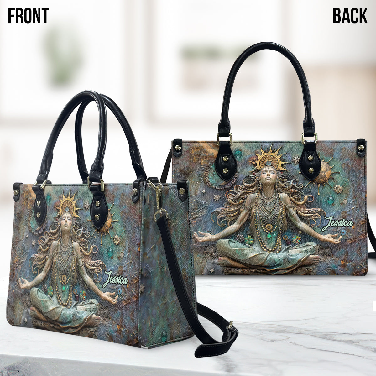 Verliere den Verstand, finde deine Seele – Personalisierte Yoga-Lederhandtasche
