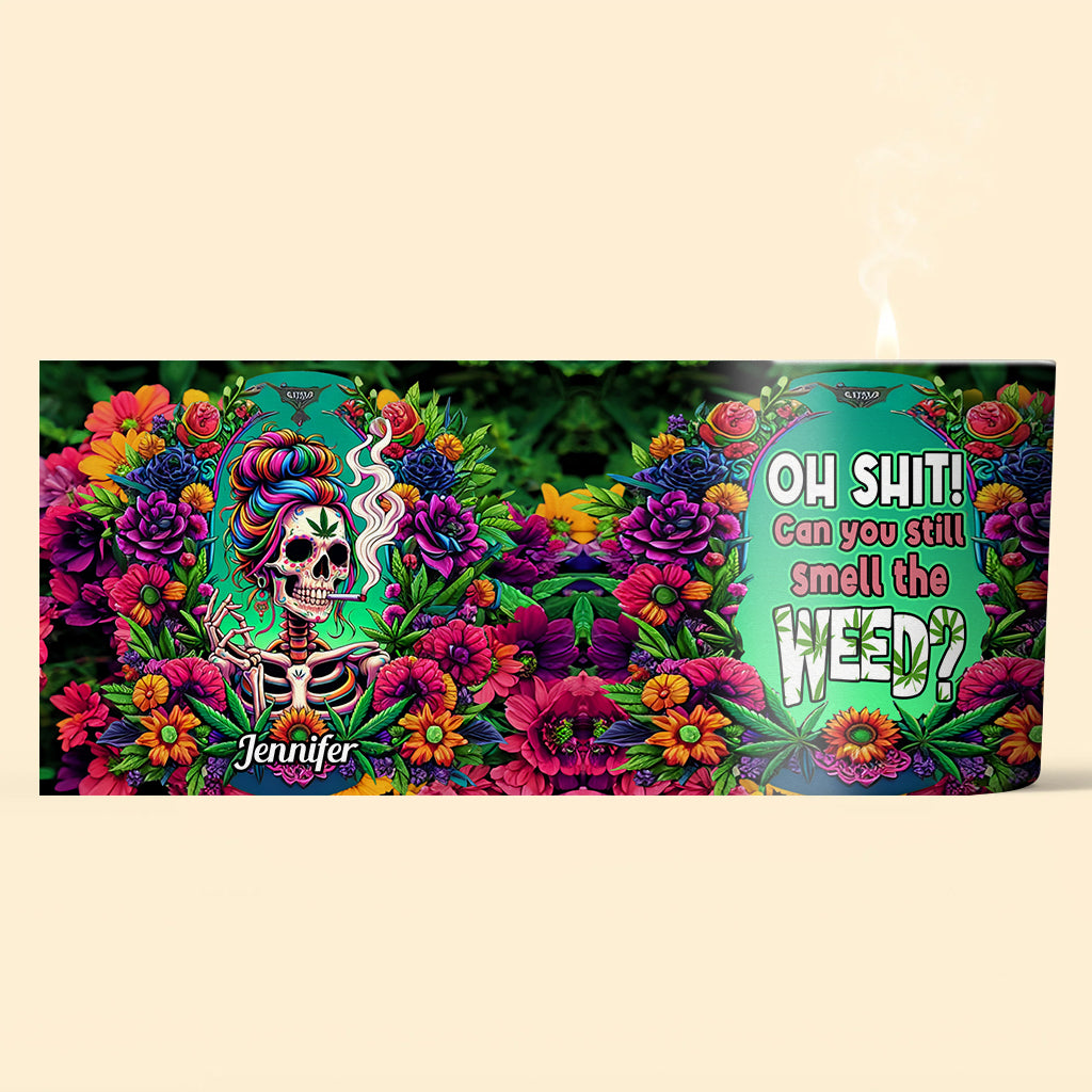 Oh merde ! Tu sens encore l'herbe ? - Bougie personnalisée à l'herbe avec couvercle en bois