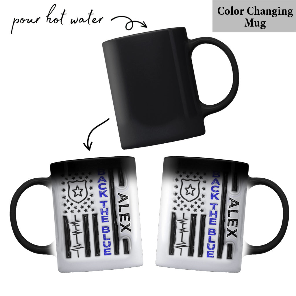 Mug personnalisé « Soutien aux forces de l'ordre » pour le 4 juillet - Fête nationale américaine