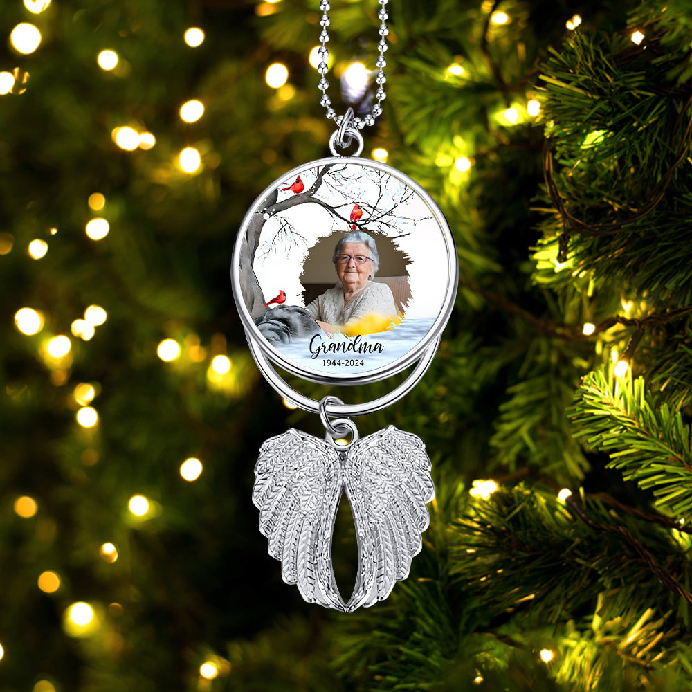 You left me beautiful memories - Personalized Memorial Wings Ornament