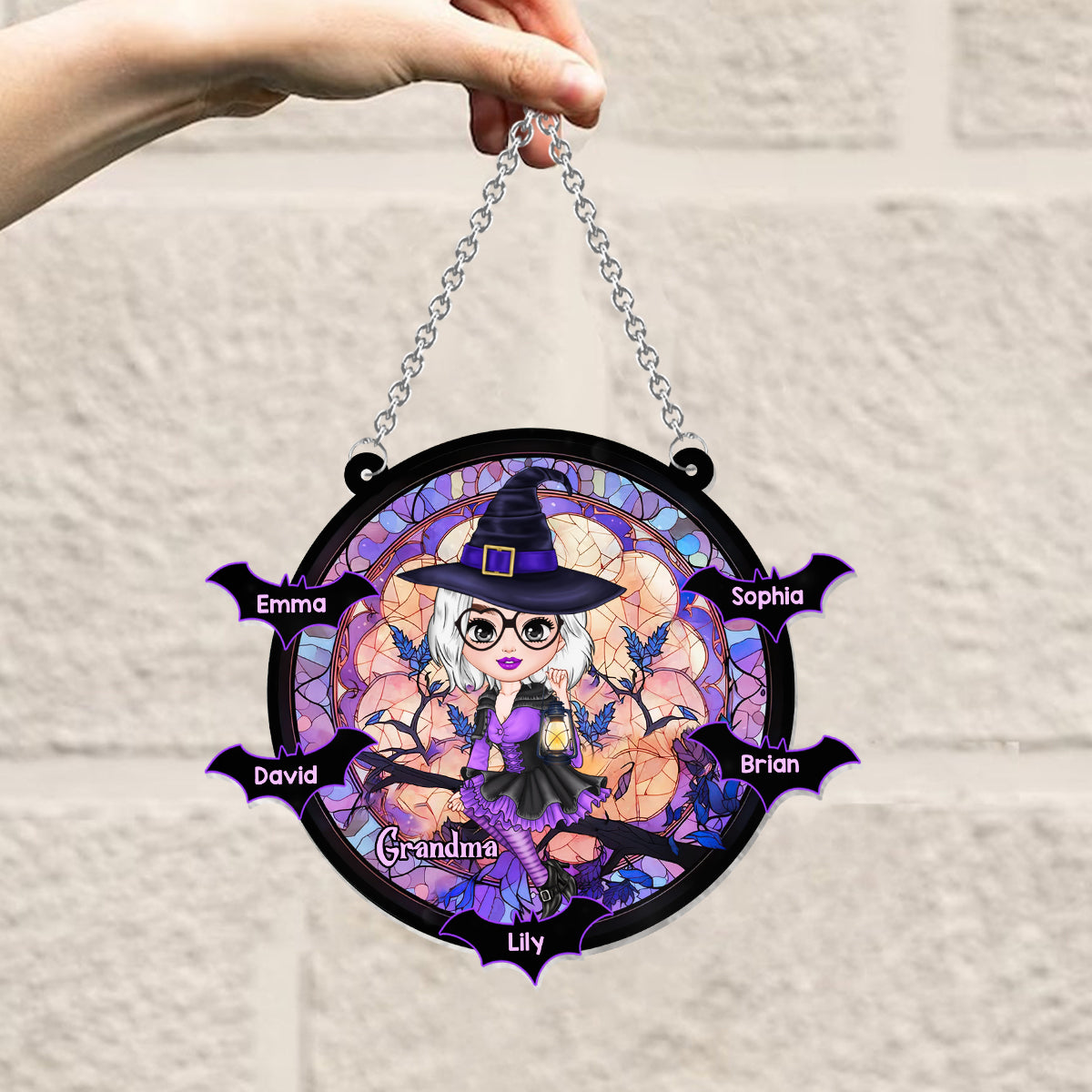 Grandma Witch - Personalized Grandma Window Hanging Suncatcher Ornament