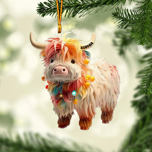 J'adore les vaches des Highlands - Ornement personnalisé de forme personnalisée
