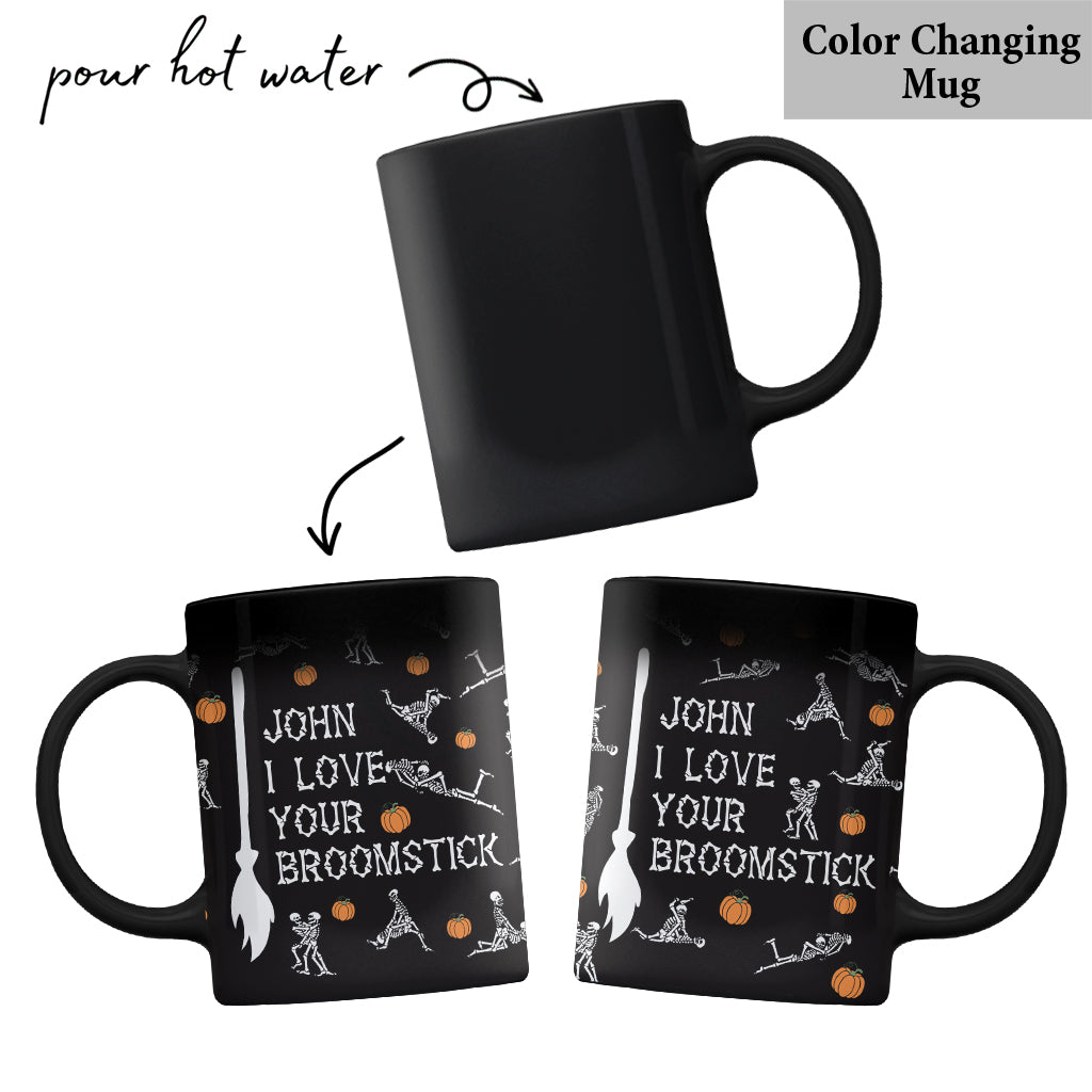 Love Your Pumpkins / Broomstick - Personalized Couple Mug