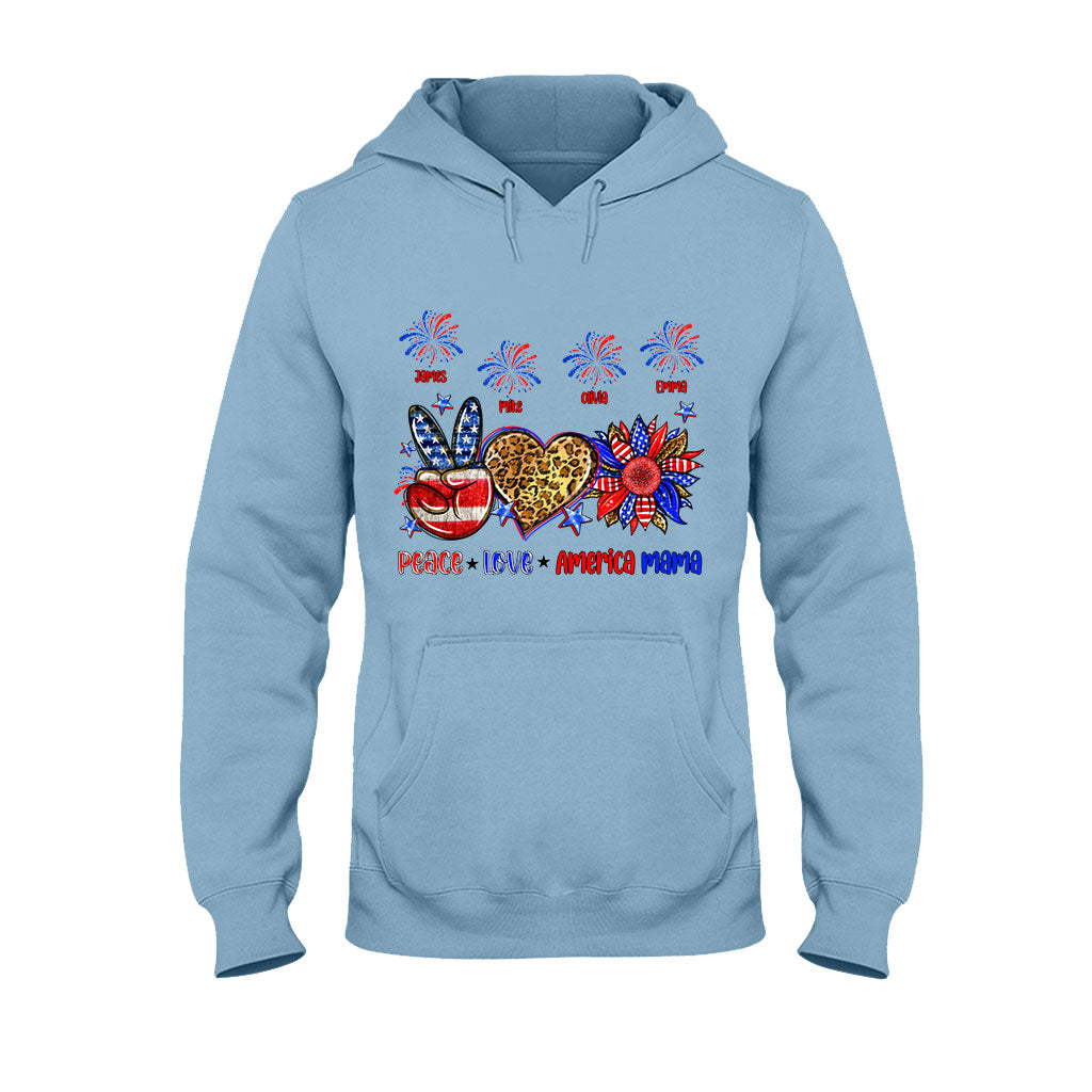 Peace Love American Nana Mama Any Title - Personalized Mother T-shirt And Hoodie