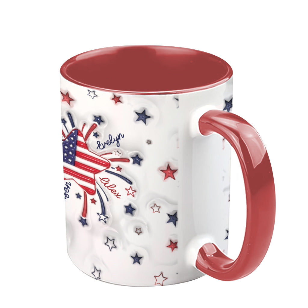 Grandma's Little Star 4th Of July - Personalized Grandma Accent Mug